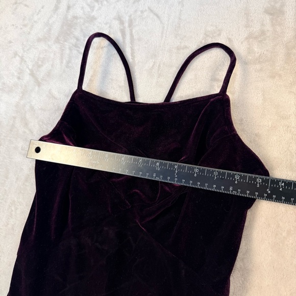 Vintage Catalyst Velvet Slip Dress Burgundy Plum Spaghetti Strap Mini Dress 2P - Picture 8 of 9